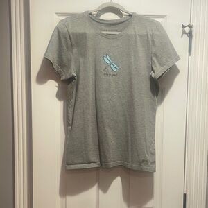 Life Is Good Gray Short Sleeve Tee with Blue Dragonfly